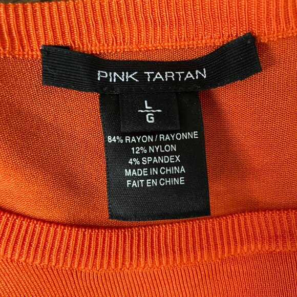 New(without tag) Pink Tartan Orange Crew Neck Slinky Sweater-Large - Picture 3 of 8